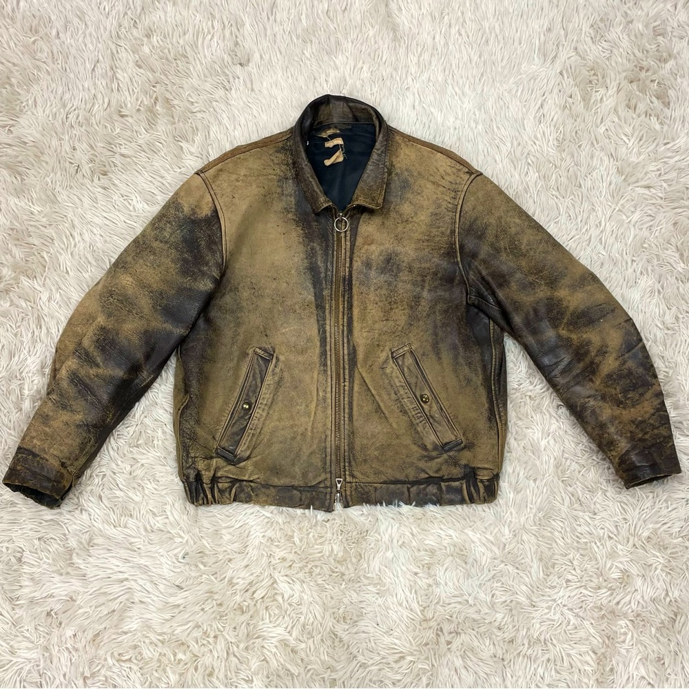 Vintage Leather Bomber Jacket